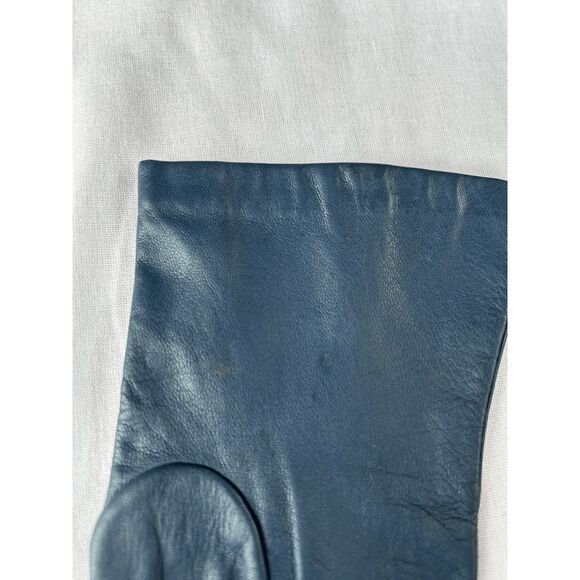 Vintage Blue Leather Gloves, Very Nice, Small - Picture 5 of 5
